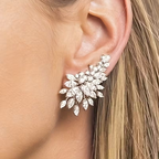 Zirconia Flower Earrings in Three Tones