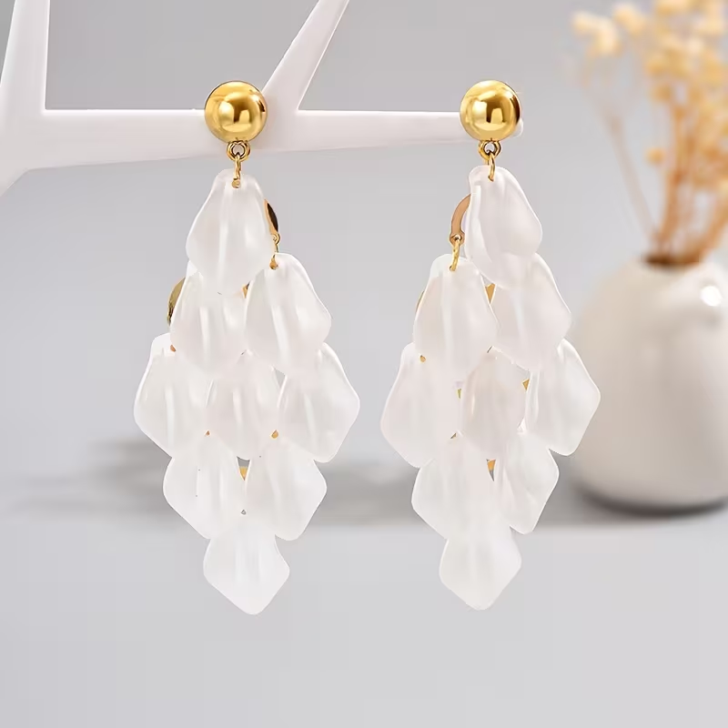 Geometric Tassel Leaf Earrings