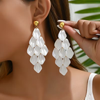 Geometric Tassel Leaf Earrings