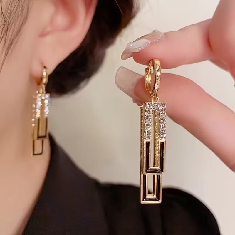 Geometric Square Dangle Earrings