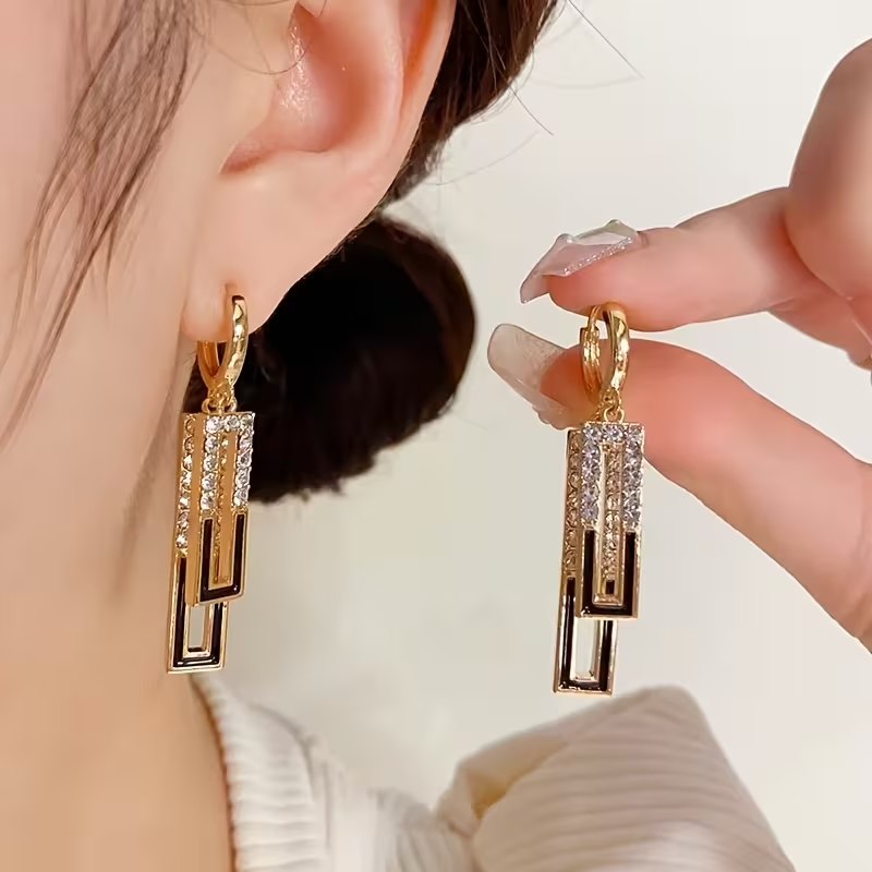Geometric Square Dangle Earrings