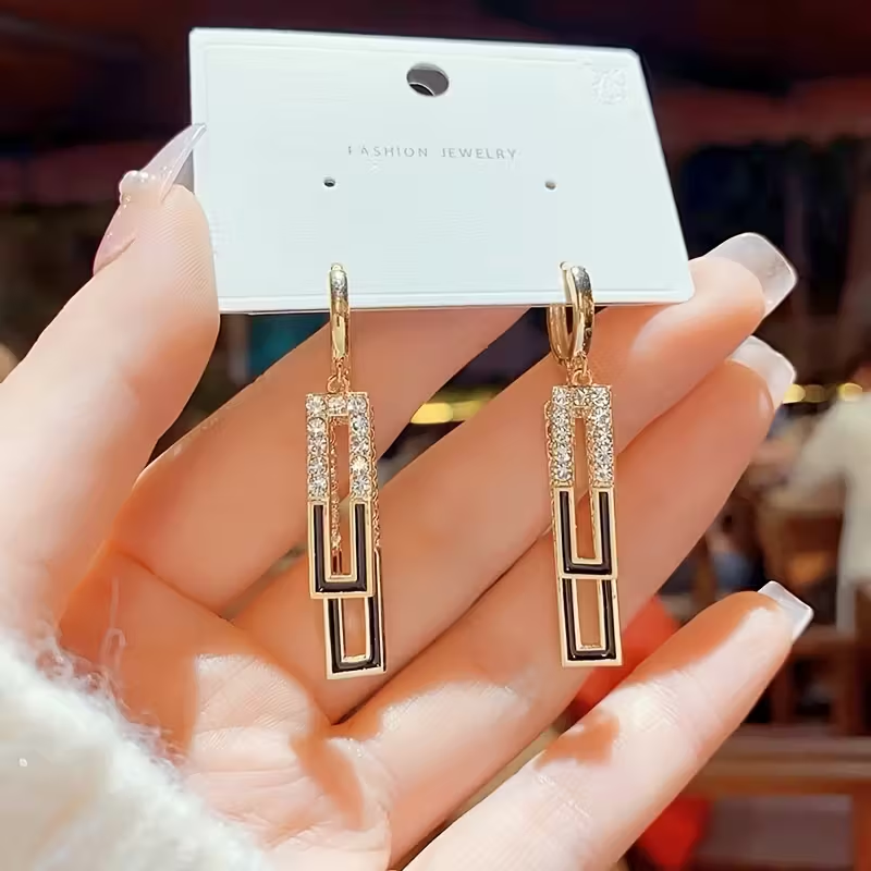 Geometric Square Dangle Earrings