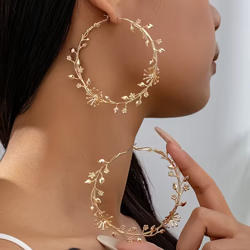 Boho Floral Hoop Earrings