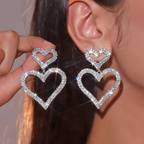 Double Crystal Heart Earrings