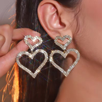 Double Crystal Heart Earrings