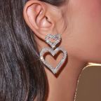 Double Crystal Heart Earrings
