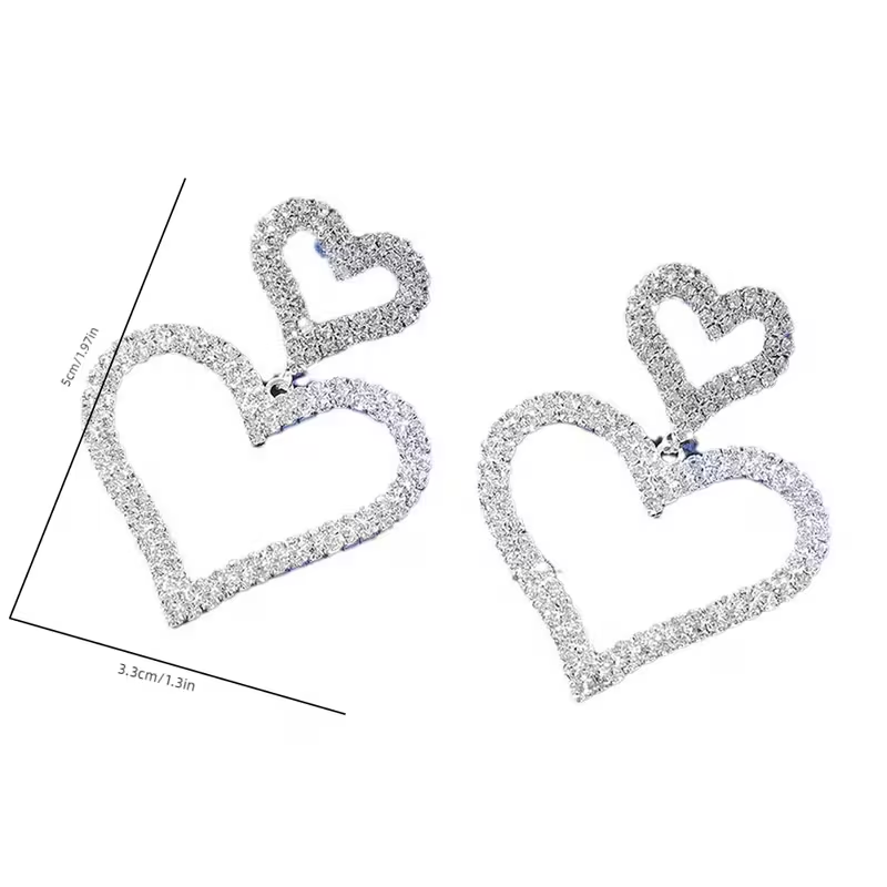 Double Crystal Heart Earrings