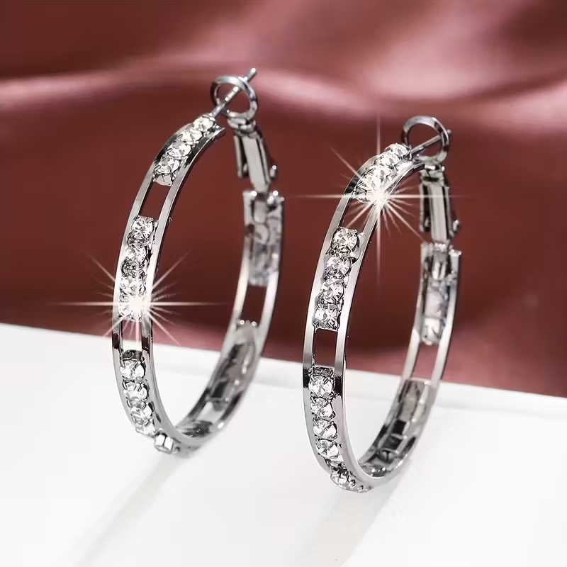 Hollow Hoop Earrings in Three Tones
