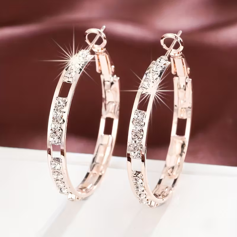 Hollow Hoop Earrings in Three Tones