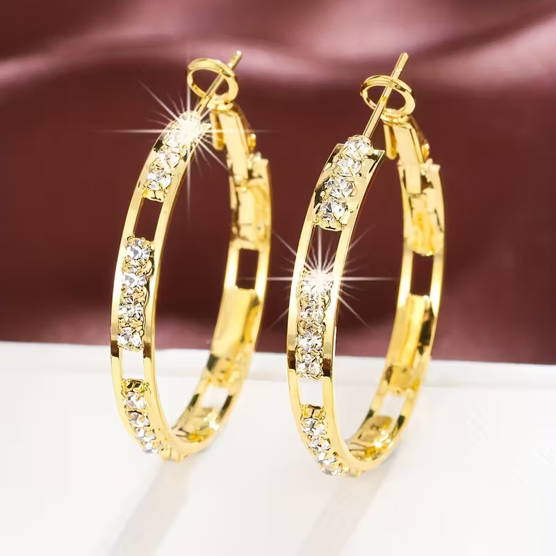 Hollow Hoop Earrings in Three Tones