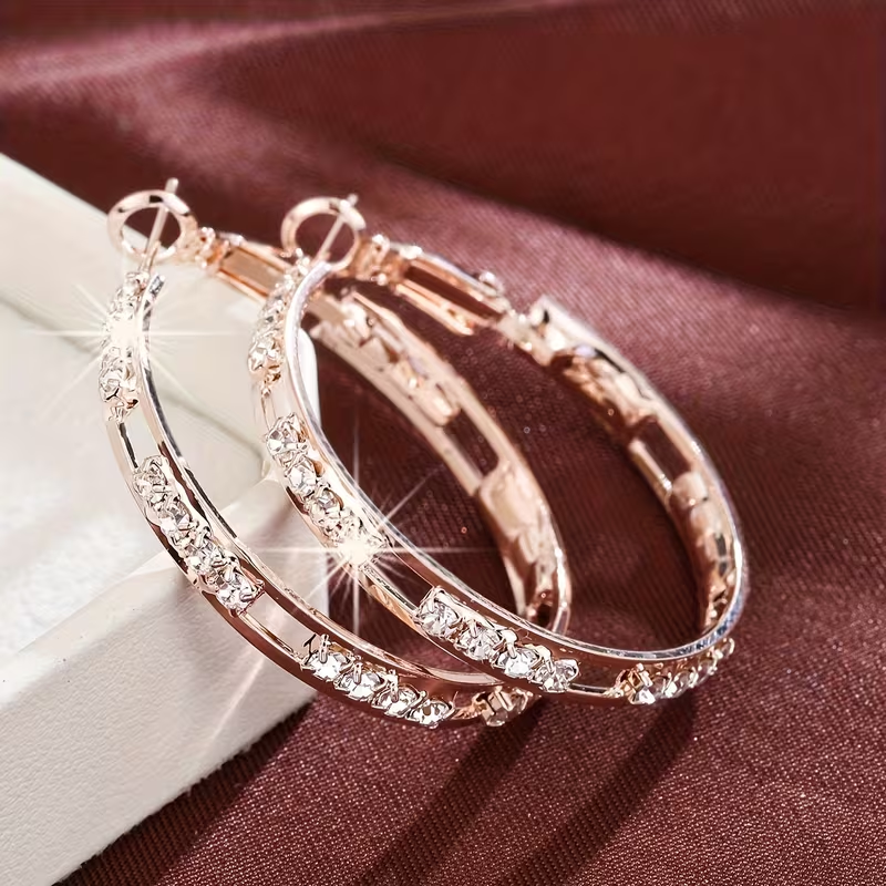 Hollow Hoop Earrings in Three Tones