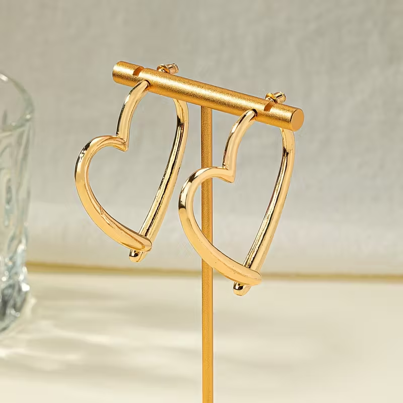 Large Heart Gold-Tone Earrings