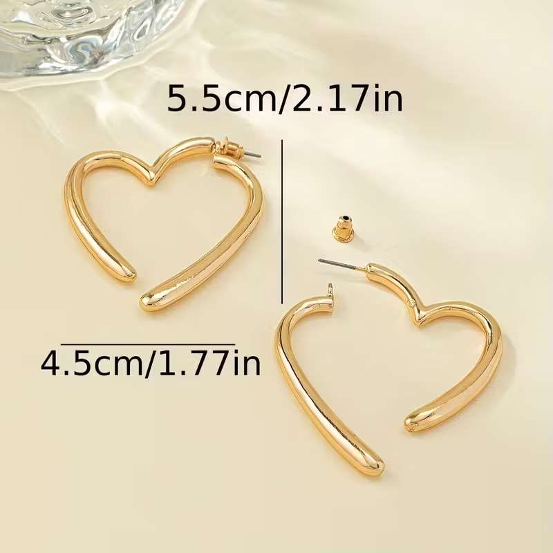 Large Heart Gold-Tone Earrings