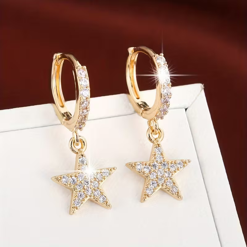 Star Earrings in Three Tones