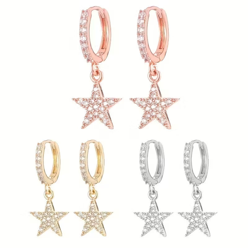 Star Earrings in Three Tones