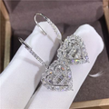 Crystal Heart Silver-Tone Dangle Earrings