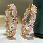 Inlaid Crystal Hoop Earrings in Two Styles