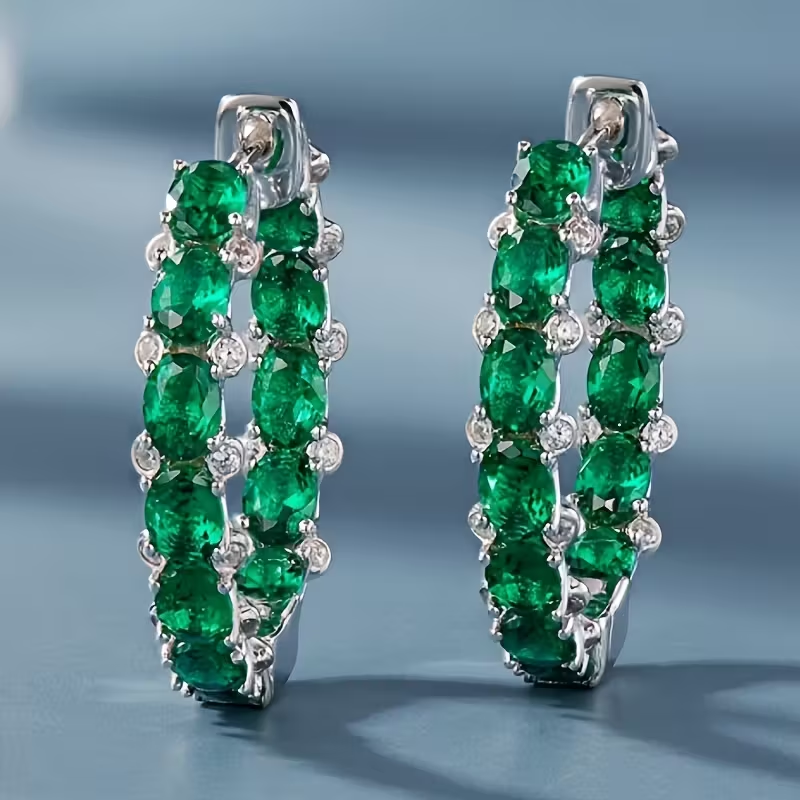 Inlaid Crystal Hoop Earrings in Two Styles