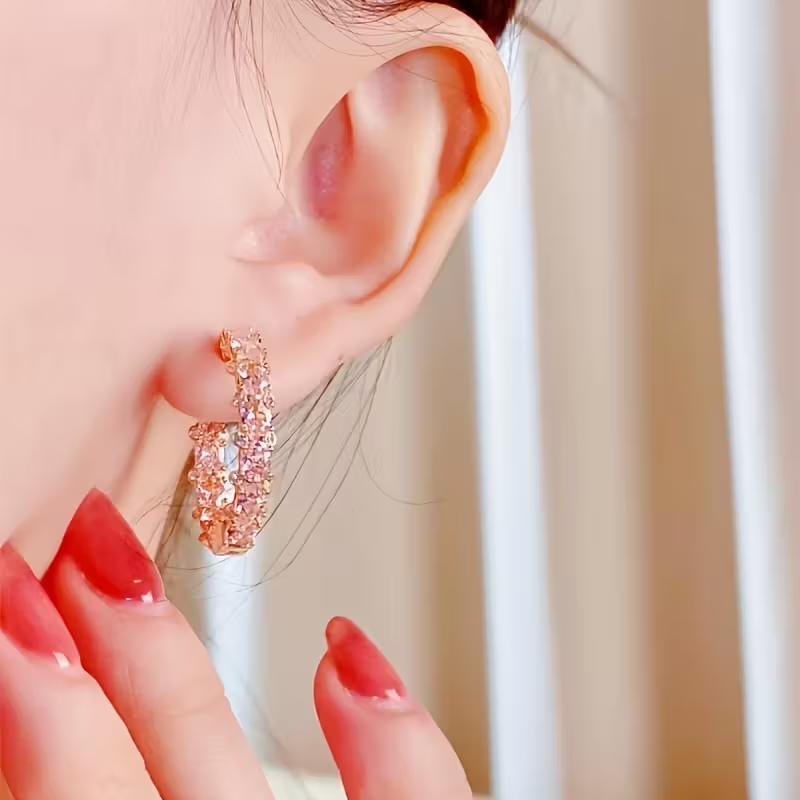 Inlaid Crystal Hoop Earrings in Two Styles