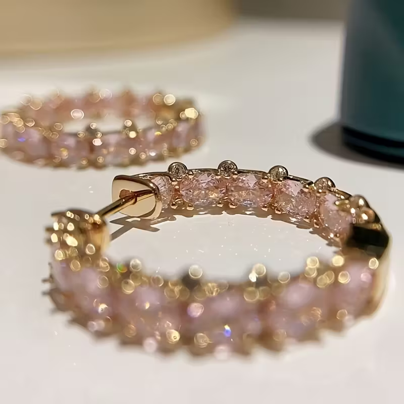 Inlaid Crystal Hoop Earrings in Two Styles
