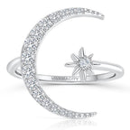 Silver-Tone Moon and Star Ring
