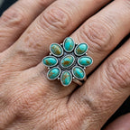 Vintage-Style Turquoise Resin Flower Ring