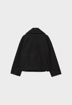 Cropped Double Breasted Jacket with Oversized Lapels and Pockets