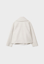 Cropped Double Breasted Jacket with Oversized Lapels and Pockets