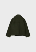 Cropped Double Breasted Jacket with Oversized Lapels and Pockets