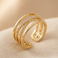 Adjustable Gold-Tone Zirconia Cross Ring