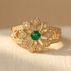 Hollow Ethnic-Style Zirconia Ring