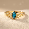 Turquoise Leaf Gold-Tone Ring