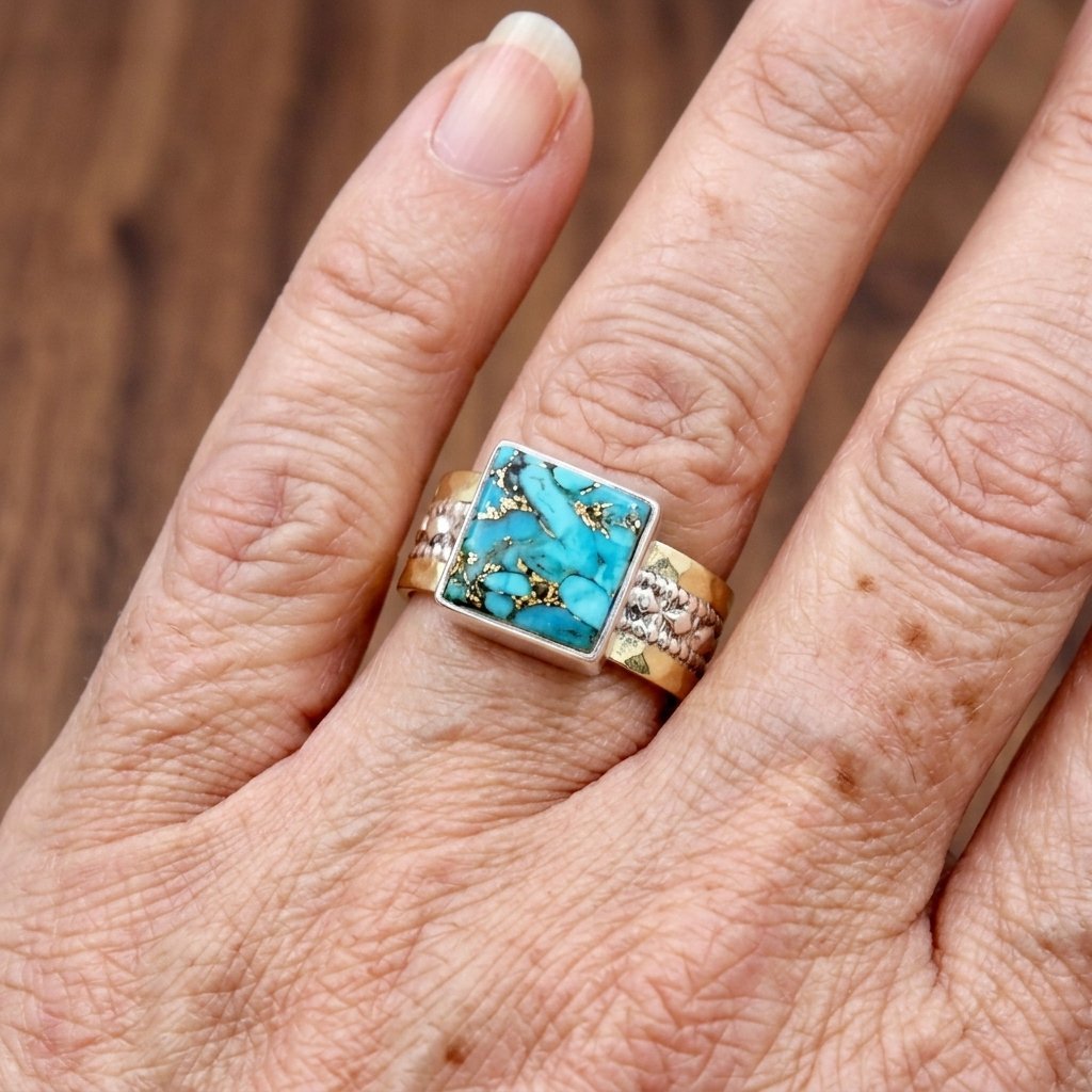 Vintage-Style Turquoise Square Ring
