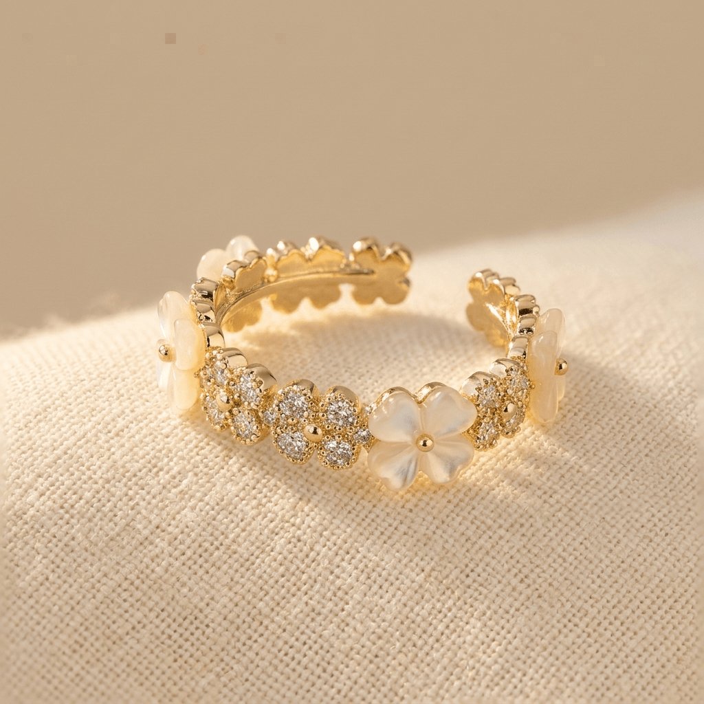Zirconia Gold-Tone Flower Ring