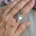 Bohemian Dragonfly Spoon Ring in Antique Silver Tone
