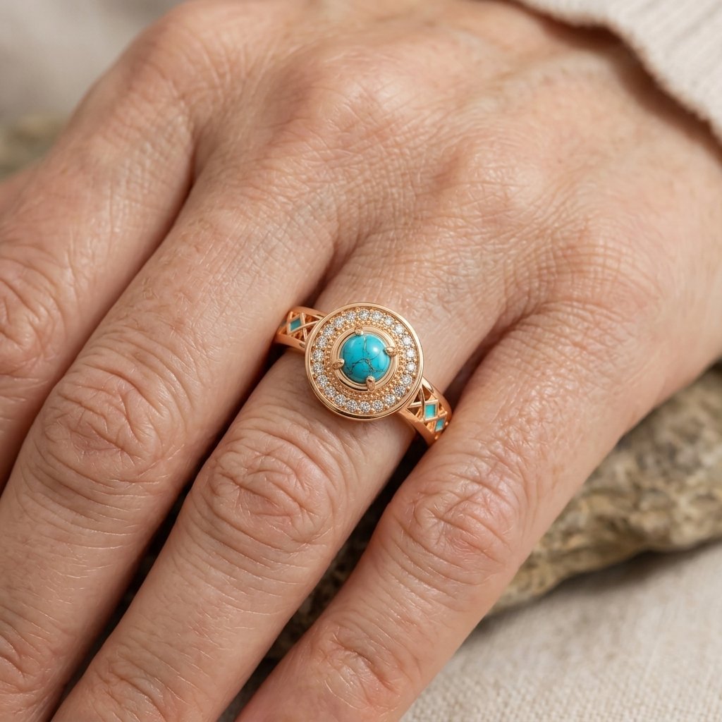 Vintage-Style Turquoise Zirconia Ring