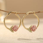 Rose Hoop Earrings