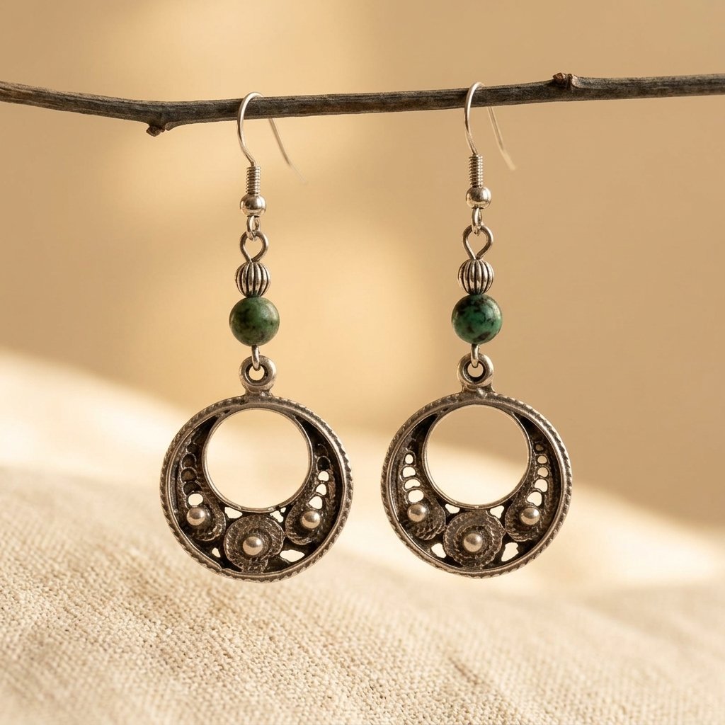 Geometrische opengewerkte retro kralenketting met hanger