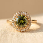 Round-Cut Olive Green Ring