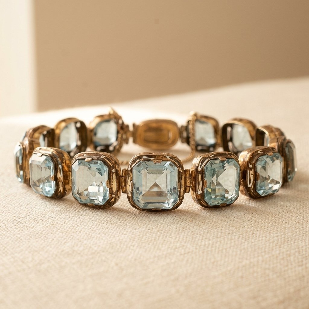 Aqua Square Stone Statement Bracelet