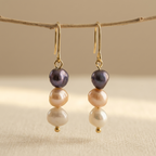 Three-Colour Freshwater Pearl Earrings