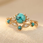Fine Band Ring with Small Turquoise-Look Flower Stone