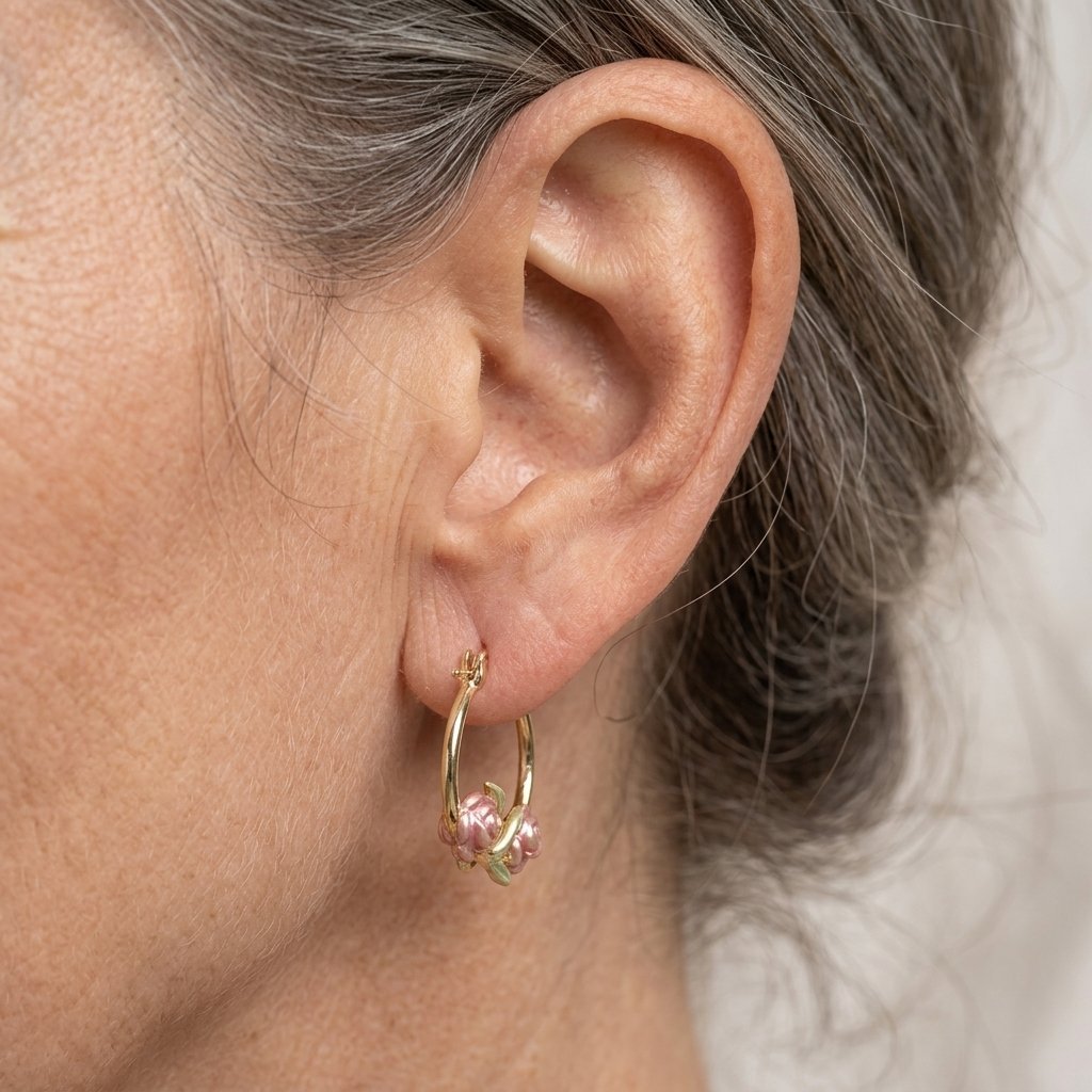 Rose Hoop Earrings