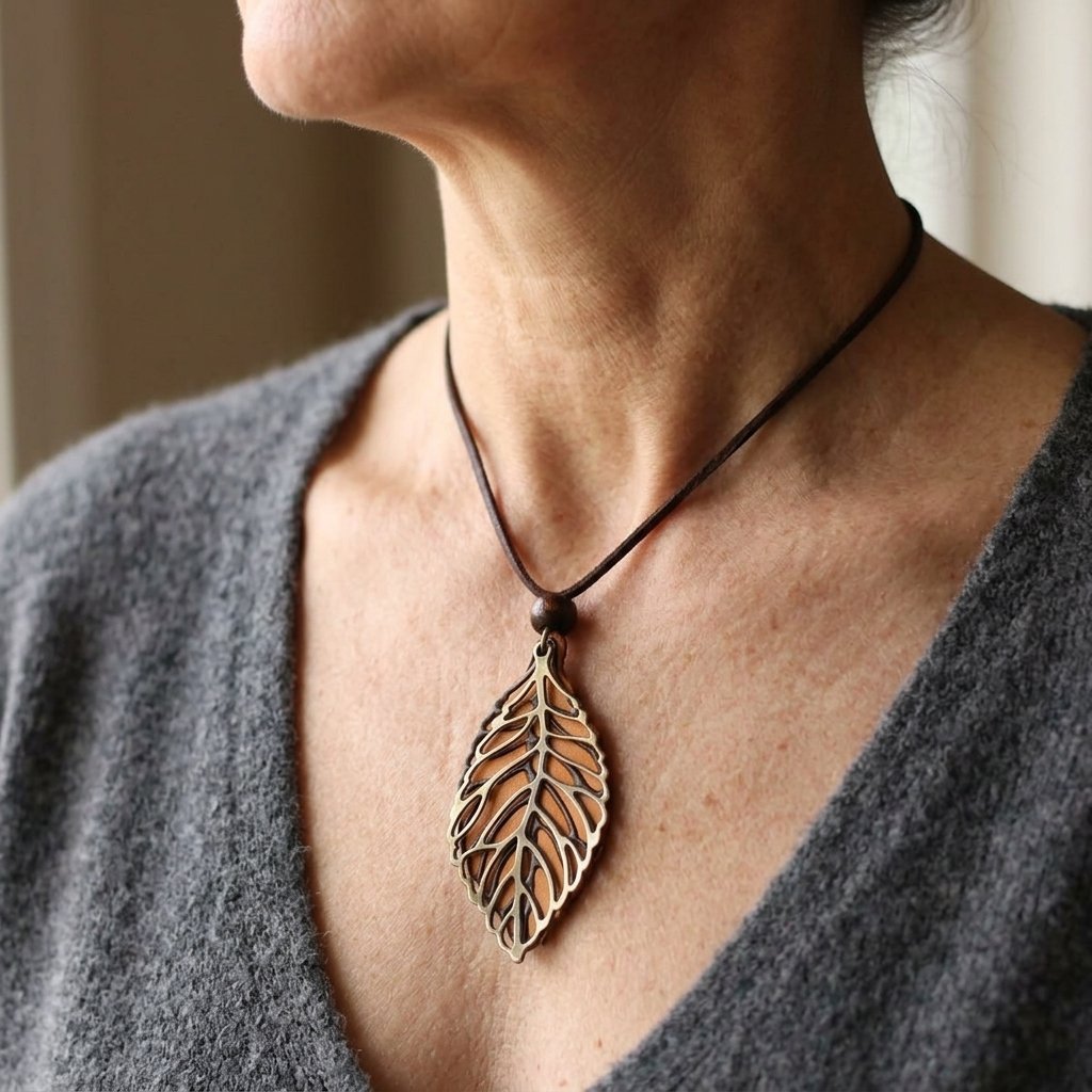 Boho koordketting met bladhanger