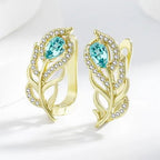 Bohemian Gold-Tone Turquoise Leaf Earrings