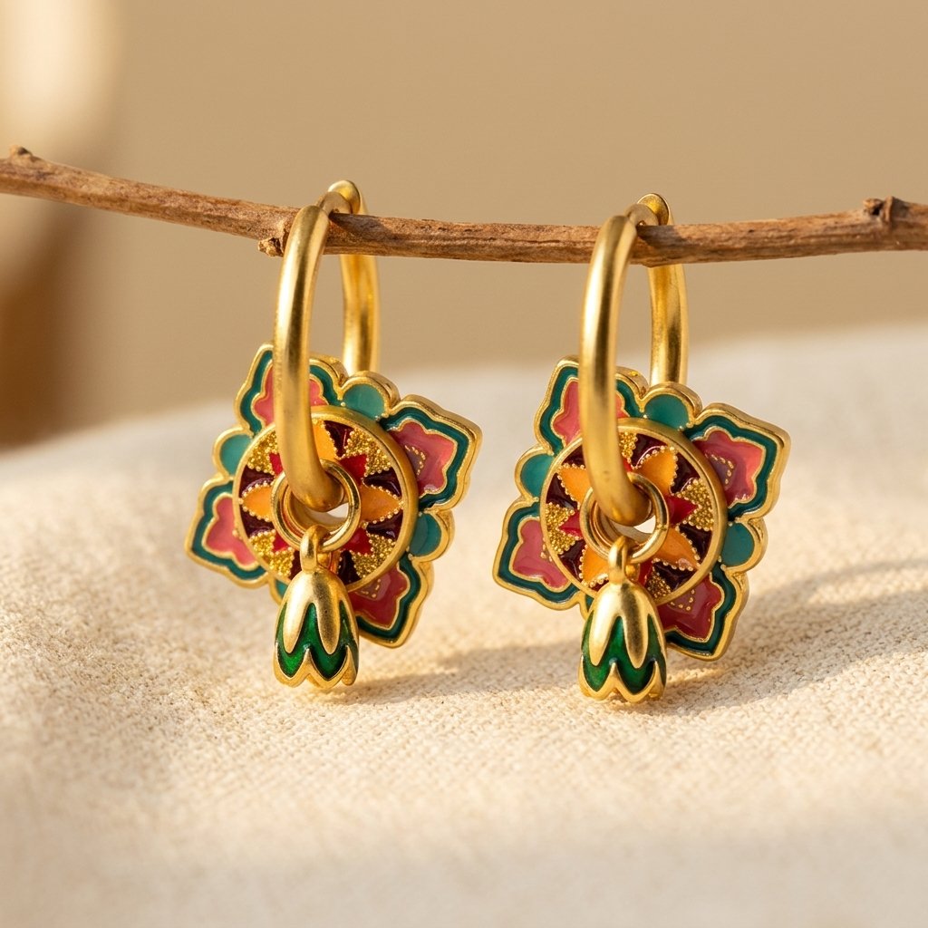 Enamel Painted Clip-On Earrings