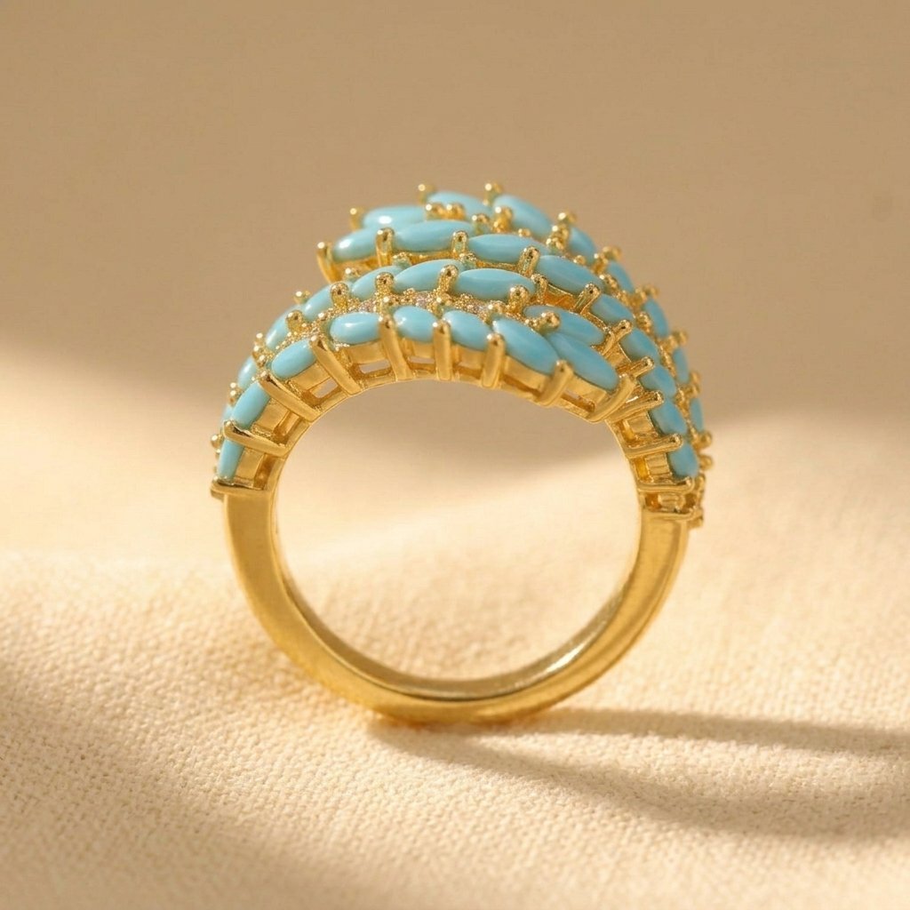 Adjustable Turquoise Floral Ring