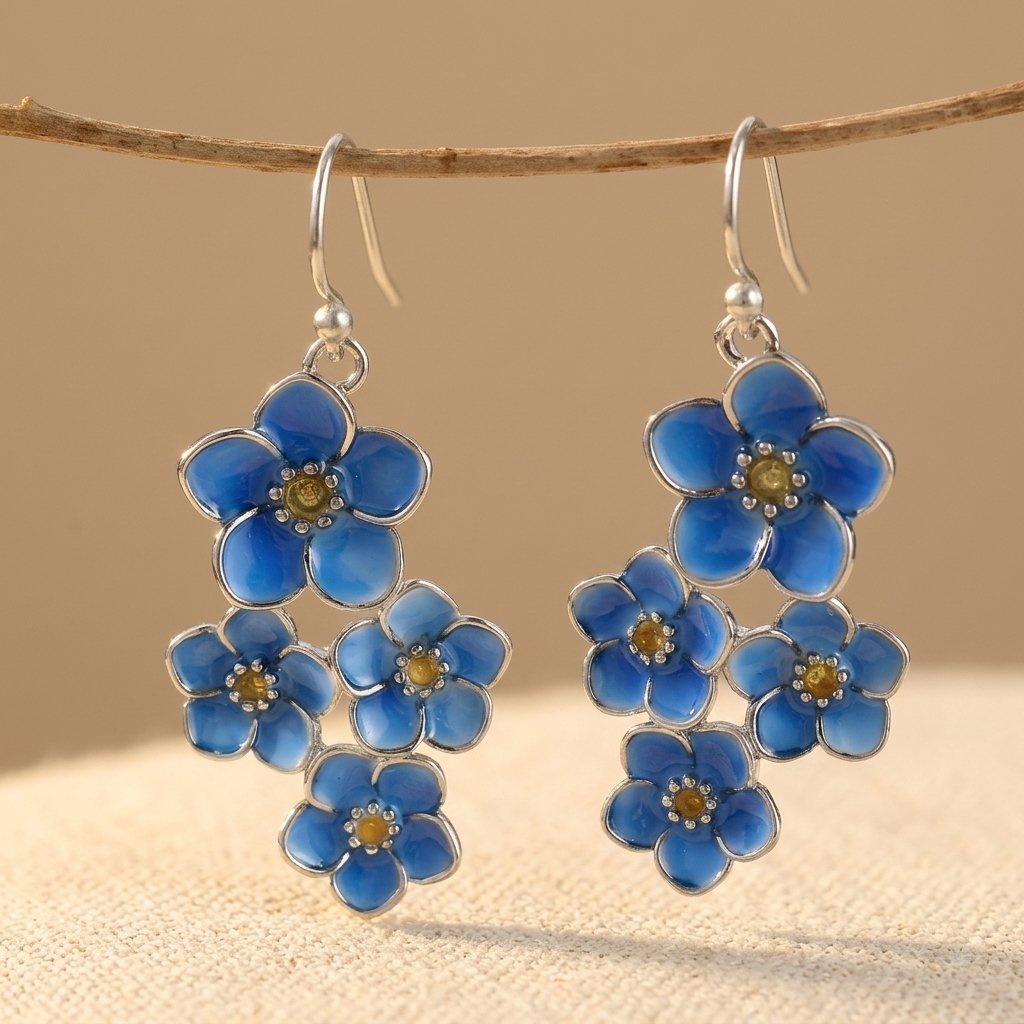 Handgemaakte bohemian vintage oorhangers met blauw email