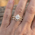 Oval Crystal Engagement-Style Ring with Halo Band