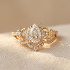 Oval Crystal Engagement-Style Ring with Halo Band